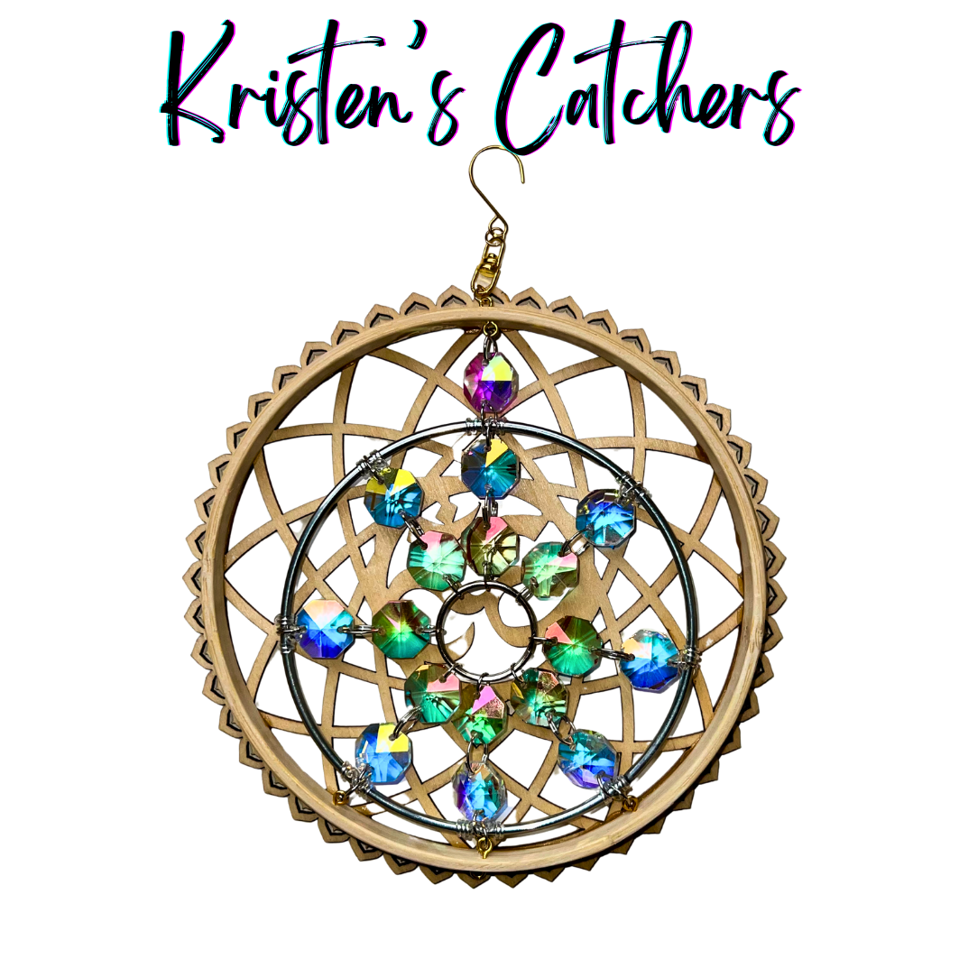Om Mandala Sun Catcher with Aurora Crystals