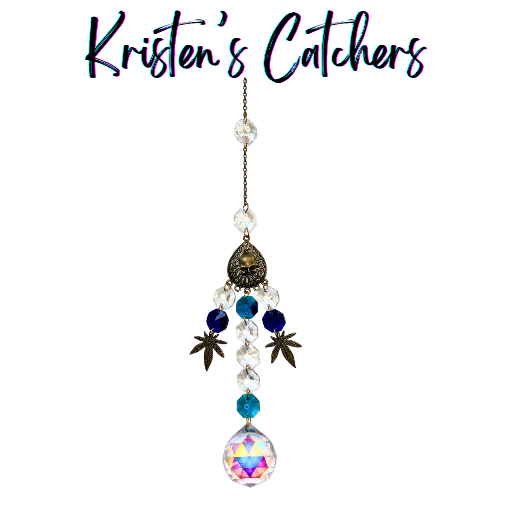 Handmade blazing buds crystal sun catcher with floral bud charms, warm amber and orange beads, and teardrop pendant Las Vegas