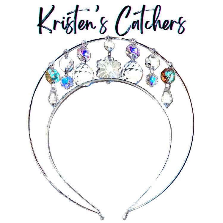 Silver single layer crystal crown with fire and ice AB crystals and clear snowflake accents