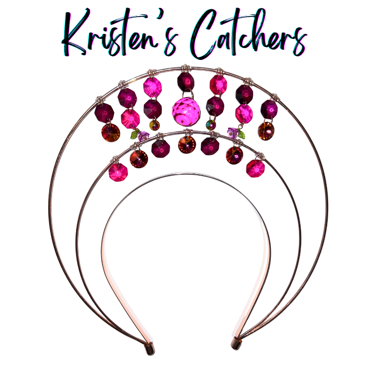 Rose gold double layer crystal crown with magenta and pink crystals, crown chakra theme