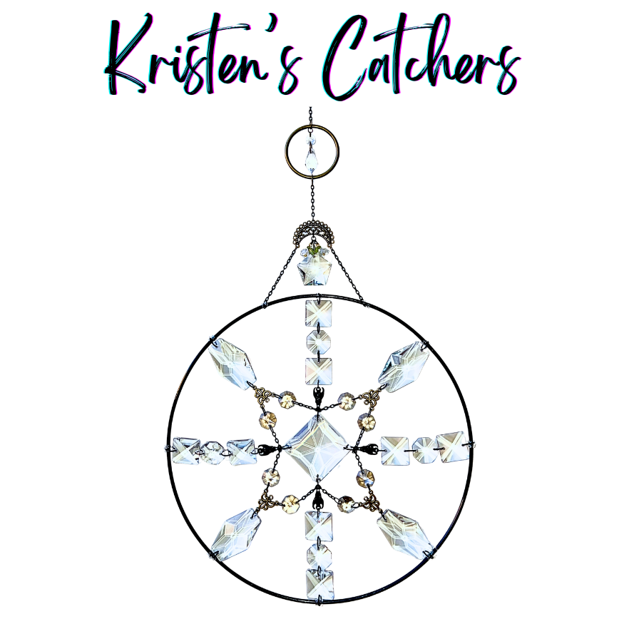 Black ring gothic snowflake sun catcher with bat charms and brass connectors