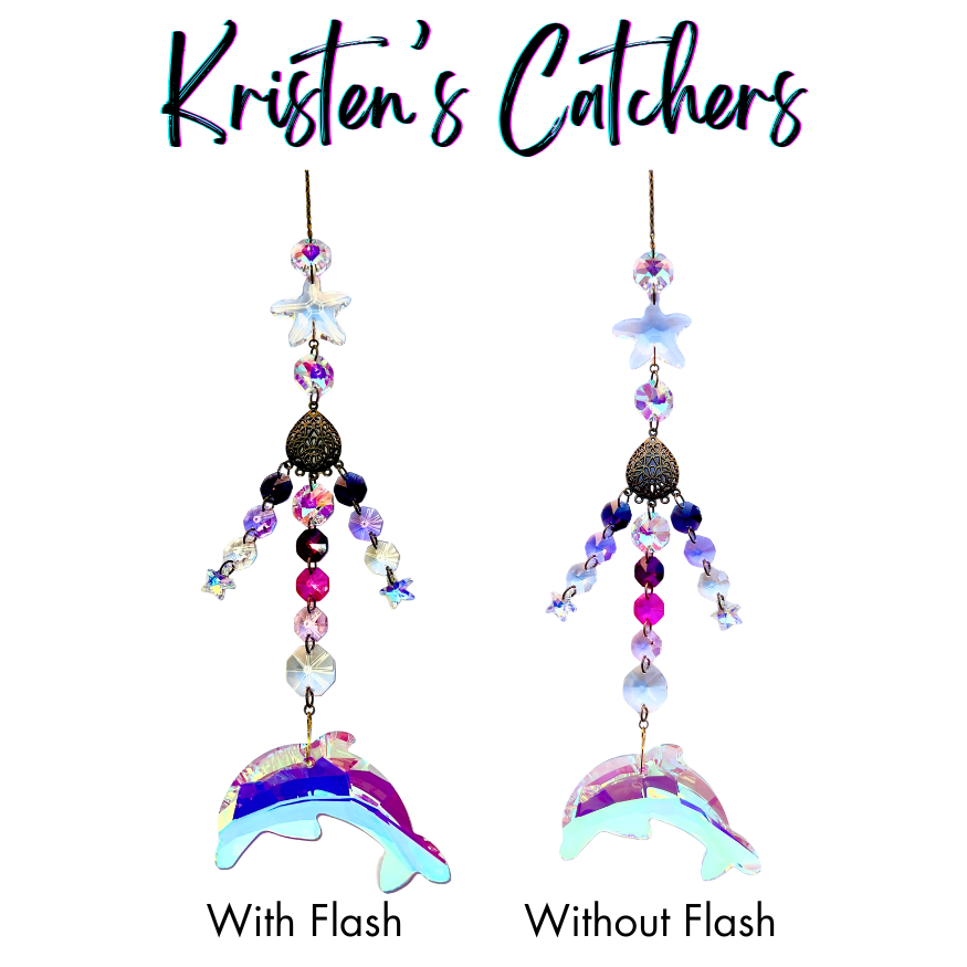 Bronze single strand sun catcher with AB crystal dolphin and starfish accents