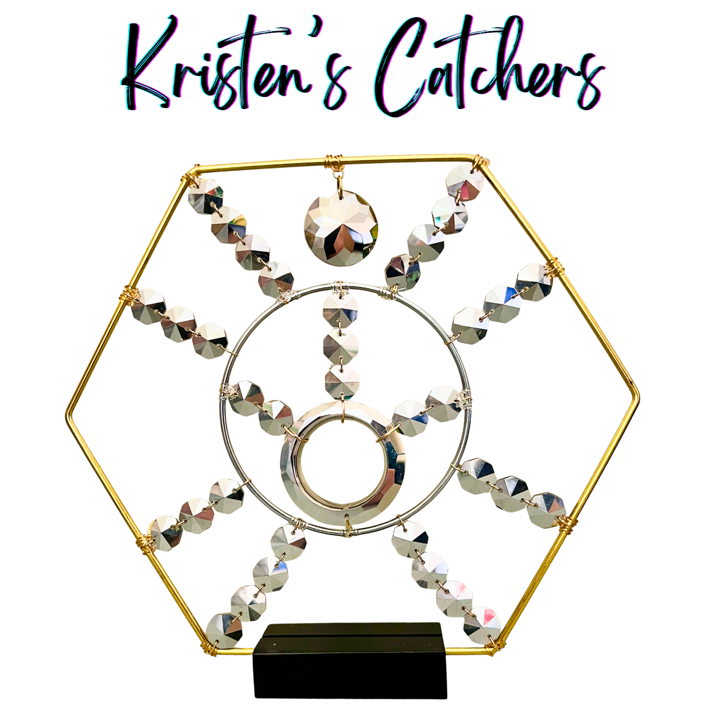 Viridian Bloom Hexagon Sparkle Decor