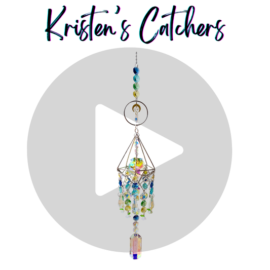 Geometric Moon Floral Prism Sun Catcher