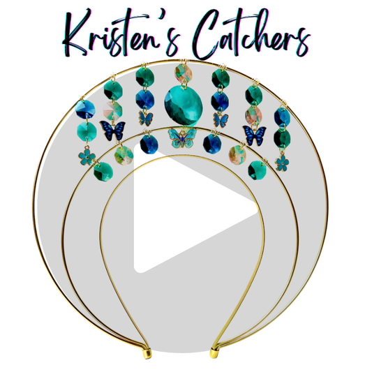 Blue Green Butterfly Gold Crystal Crown