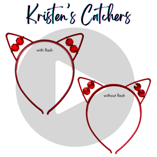 Red Crystal Cat Ear Headband