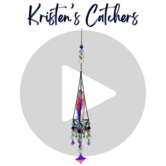 Purple Blue Yellow Black Star Drop Sun Catcher