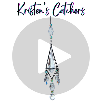 Clear Crystal Fire and Teal Prism Sun Catcher
