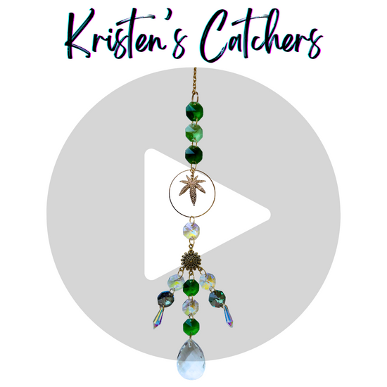 green and gold leaf multi-strand sun catcher