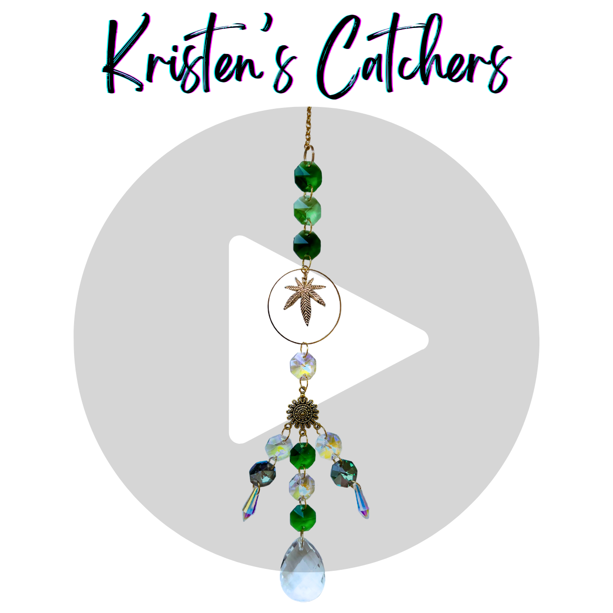 green and gold leaf multi-strand sun catcher