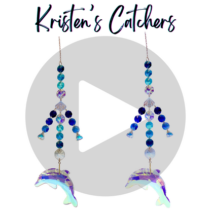 Rose Gold Blue Dolphin Sun Catcher