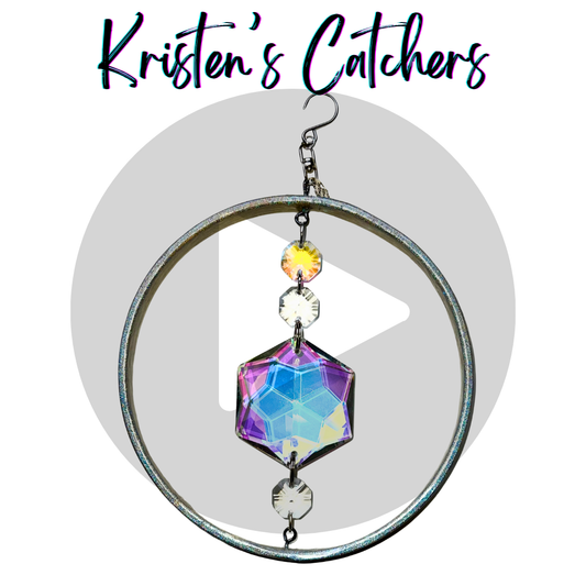 Iridescent Hexagon Sun Catcher in Holographic Silver