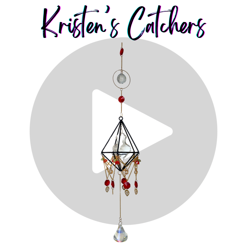 Scarlet Elegance sun catcher with red and clear crystals in a geometric frame