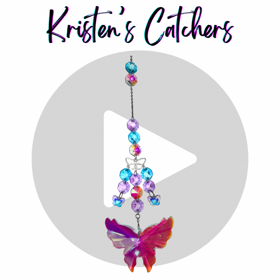 ethereal pink and purple butterfly sun catcher