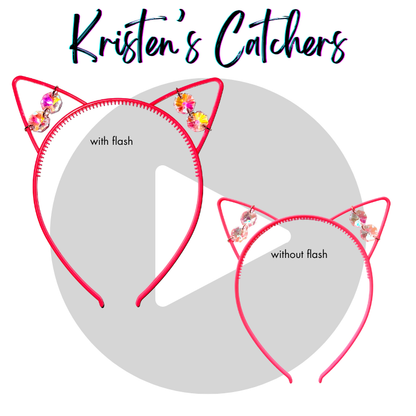 Neon Coral AB Crystal Cat Ear Headband